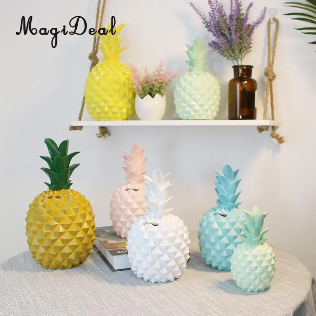 Resin Pineapple Money Boxes Piggy Box Cute Gift Home Decoration White S