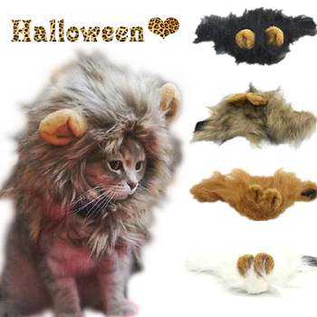 

Cute Pet Cat Costume Cosplay Lion Mane Wig Cap Hat for Cat Halloween Xmas Winter Clothes Fancy Dress with Ears Wholesale 40JE7