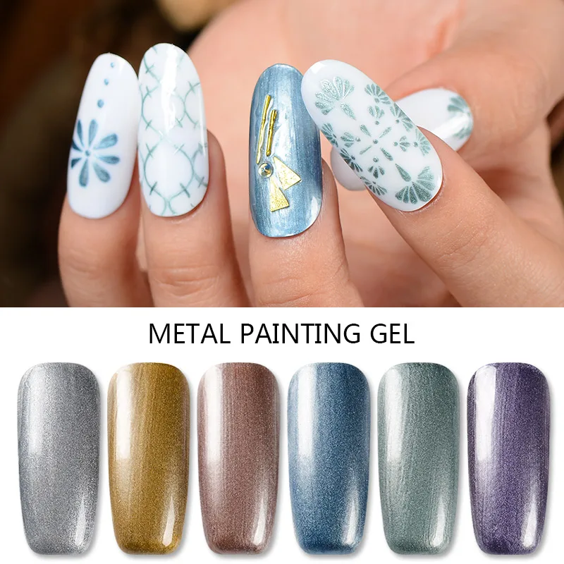 

Metallic Gel Lacquer Mirror Effect Nail Gel Polish 3ml Glitter Stamping Spider UV Gel Varnish Metal Gold Silver Gel Nail Polish