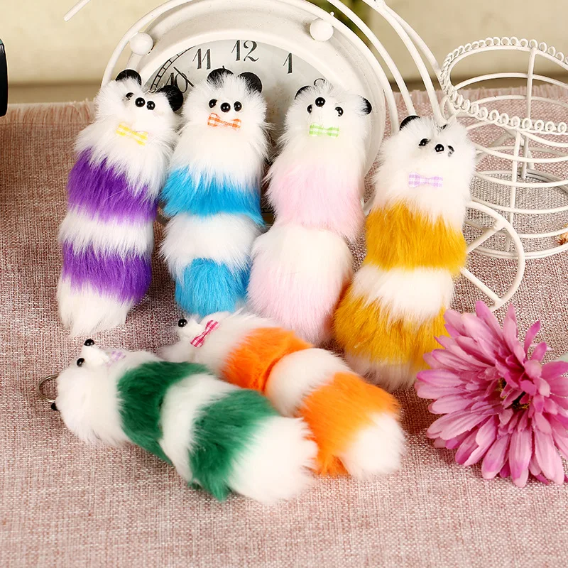 Cute Small Faux Fur Little Fox Plush Toys Animal Key Bag Pendants Dolls Gift 10pcslot 13cm Random Color (1)