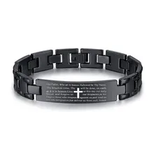 Текстами и сюжетами из Библии и изображением Иисуса Христа вдохновляющие Браслеты нержавеющей стали Religous крест Писания Цитата Ювелирные украшения с христианской символикой для Для мужчин Муж папа брат