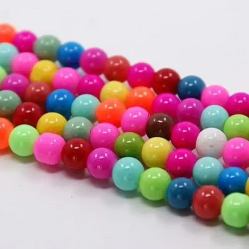 

5Strands 8mm Baking Paint Glass Beads Strands, Round, Mixed Color, 8mm, Hole: 1mm; about 55pcs/strand, 16"