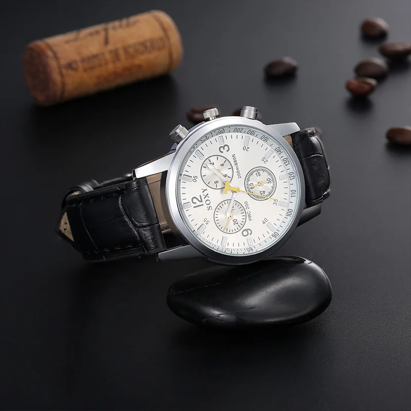 Новинка люксовый бренд часы geneva мужчины кожаные ремни высокое качество мужской время oem дизайнер quartz watch