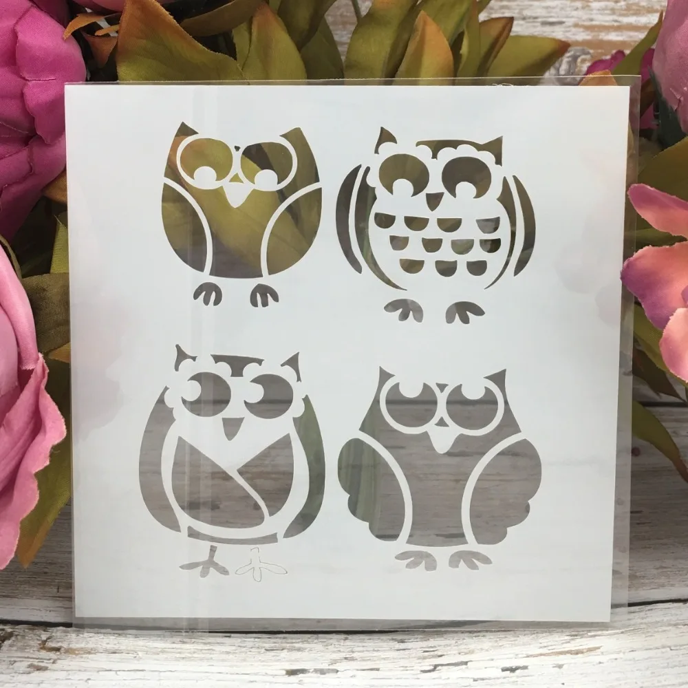 

5" New Owls DIY Layering Stencils Wall Painting Scrapbook Coloring Embossing Album Decorative Paper Card Template
