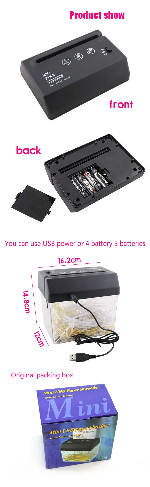 Tira de Papel-corte Abridor de Carta para Casa Envio sem Baterias Novo Desktop Dobrado Mini Pequeno Usb Shredder & - Escritório a4 ou a5 Mod. 137059 10 High Quality Computador e Escritório