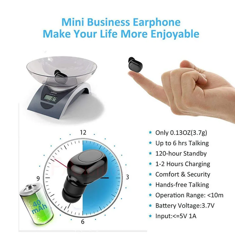 FANGTUOSI мини Bluetooth наушники Беспроводная гарнитура Стереонаушники Скрытые