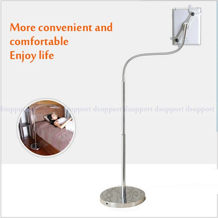 

Height 140cm Aluminum Alloy Gooseneck 360 Degree Rotate 3-11 inch Tablet PC and Mobile Phone Floor Stand Stainless Steel Base