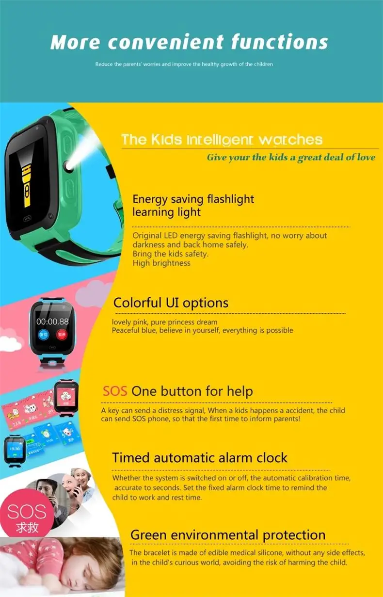 Children's Smart Watch W08 Anti Lost Child Tracker SOS Smart Monitoring Positioning Phone Kids Baby Watch Compatible IOS Android (12)