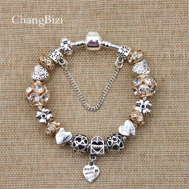 Yilianfei Silver Plated Female Bracelet With Flower Pendant Charms Yilianfei Silver Plated Female Bracelet With Flower Pendant Charms Pandora Bracelets For S Best Gift Bt0011