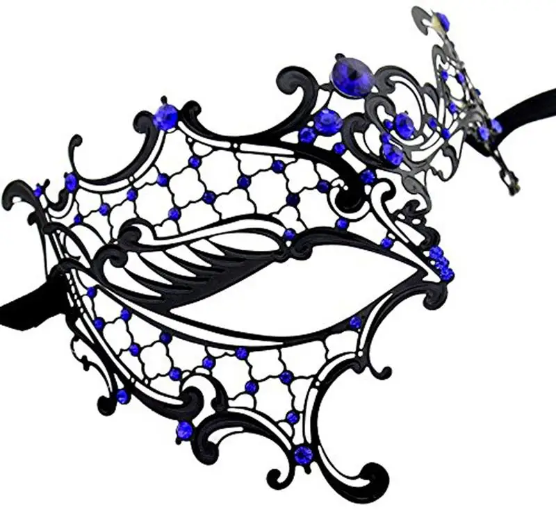 Фантом оперы Венецианская Маскарадная маска металлическая полумаска для женщин с синими стразами