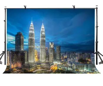 

7x5ft Gemini Building Backdrop Gemini Building City Night Photography Background and Studio Photography Backdrop Props