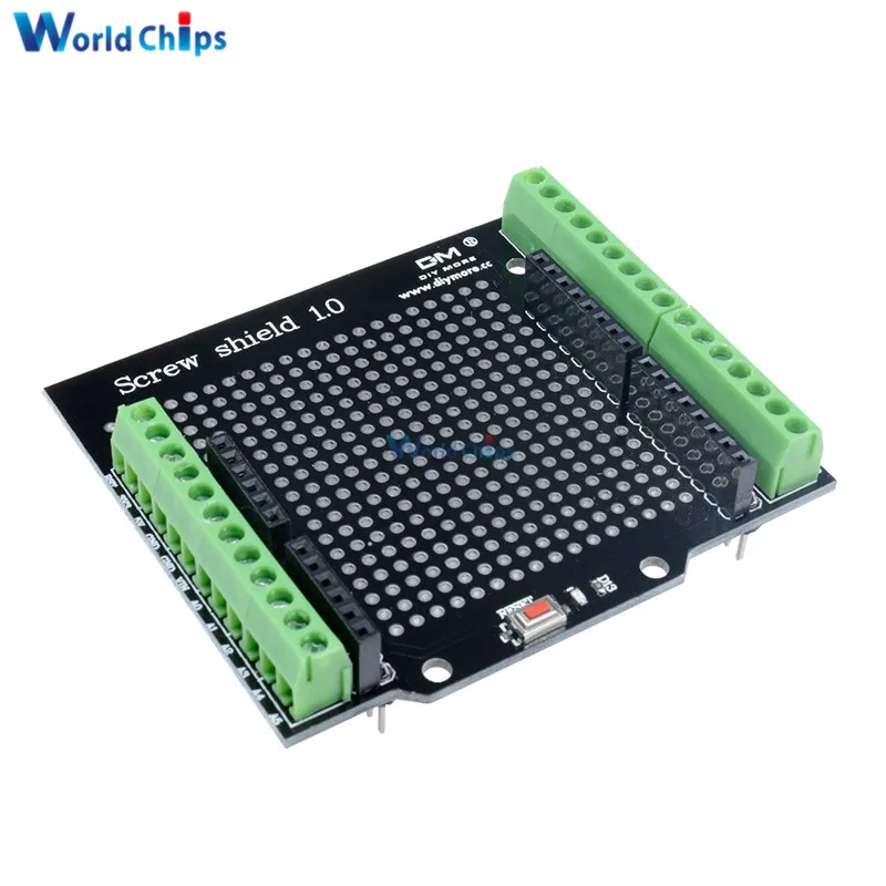 

diymore Standard Proto Screw Shield Assembled Prototype Terminal Expansion Board for Arduino Opening Source Reset Button D13 LED