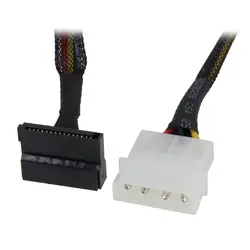 High-Quality18 дюймов Molex 4-контактный разъем к прямым углом 3 x SATA Мощность 15-контактный 90 градусов Splitter кабель w/черный рукавами для ATV