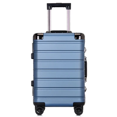 Алюминиевый каркасный багаж высокого качества pc Дорожный чемодан жесткая переноска на посадочную багажная тележка 2" 24" дюймов - Цвет: Blue
