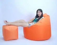 Outdoor waterproof orange garden bean bag set,bean bag chair with foot stool