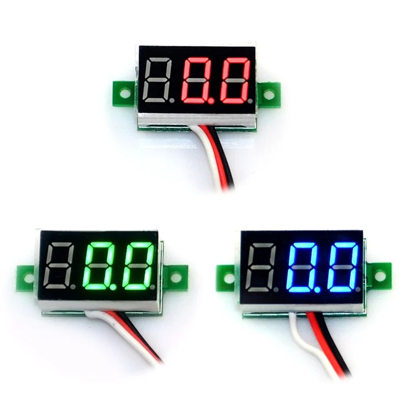 

DIY Mini Digital Voltmeter DC0-10V Panel Voltage Meter Tester 0.36inch Blue Red Green LED Display --M25