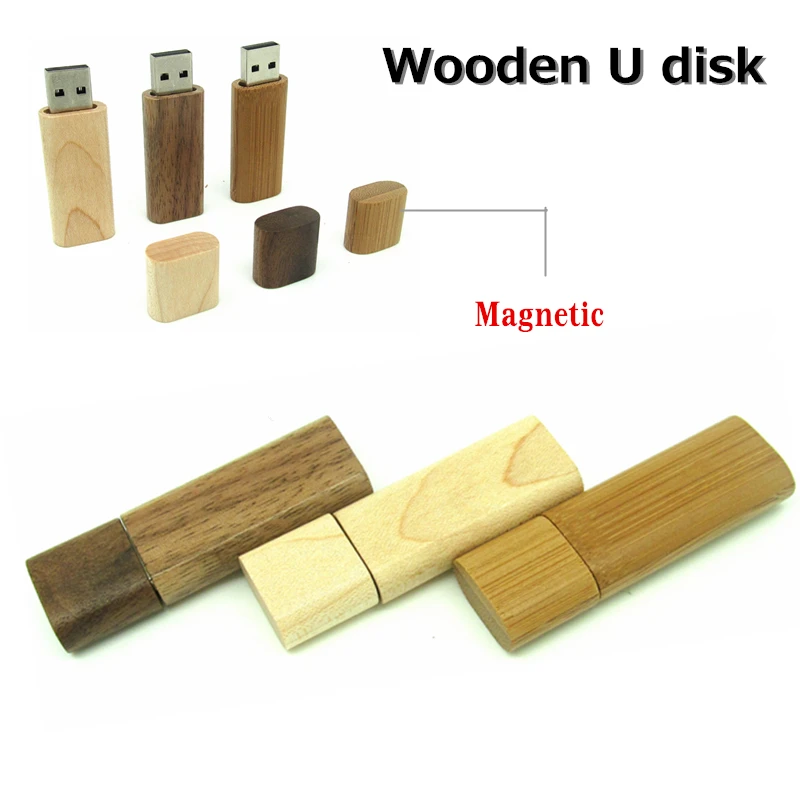 

hot Wooden USB flash drive bamboo pen drive magnetic wood pendriver 4GB 8GB 16GB 32GB memory stick U disk personal Gift