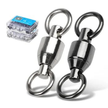 

DONQL 10/20/50/pcs/lot Bearing Heavy Duty Fishing Lures Connector Rolling Swivels Stainless Steel Solid Rings Connector 0# - 8#
