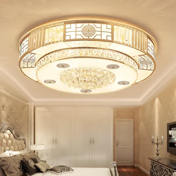 

Chinese crystal LED ceiling lamp circular bedroom golden atmosphere hall dining room lamp Living room ceiling light ZA1129934
