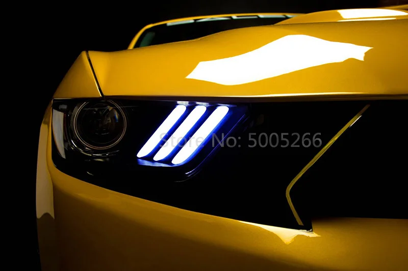 Автомобильные дневные ходовые огни для Ford Mustang указатель поворота дневной свет авто водонепроницаемая лампа RGBW многоцветный