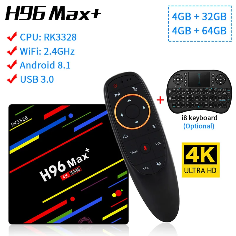 H96 Max+ Smart TV box Android 8.1 Support IPTV 4K 4GB RAM 32GB/64GB ROM USB 3.0 WiFi 2.4G/5G Media Player Set Top Box Family TV H96 Max+ Smart TV box Android 8.1 Support IPTV 4K 4GB RAM 32GB/64GB ROM USB 3.0 WiFi 2.4G/5G Media Player Set Top Box Family TV