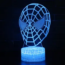 Super Hero Spiderman theme 3D Lamp LED night light 7 Color Change Touch Mood Lamp Christmas present Dropshippping