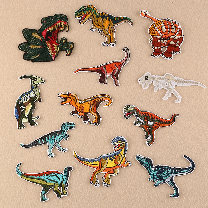 2pcs/lot Cute Cartoon Dinosaur Patches For Clothes Iron On Sew On