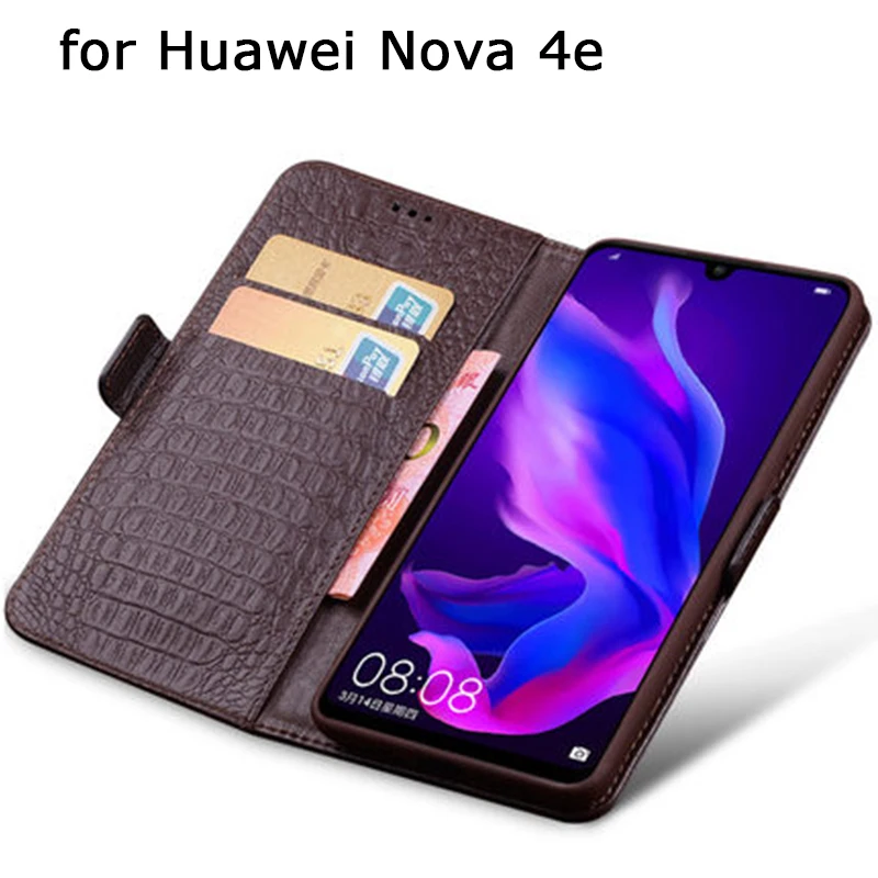 Мода бумажник чехол с карт памяти для huawei Nova 4e чехол на магните для телефона сумка Nova4e Натуральная кожаные чехлы