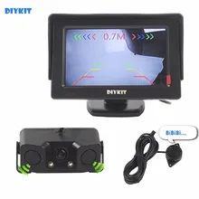 Diykit 4.3 дюймов Цвет TFT ЖК-дисплей автомобиля Мониторы + Водонепроницаемый парковочный радар Сенсор автомобиля Камера парковка Системы комплект