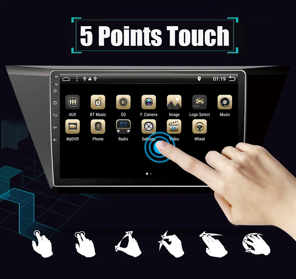 Sale Eunavi Android 8.1 Octa-core 10.1 inch Car Radio HeadUnit GPS Navi Player for  VW Volkswagen Touran 2016 With SWC WIFI 2G+32G 5