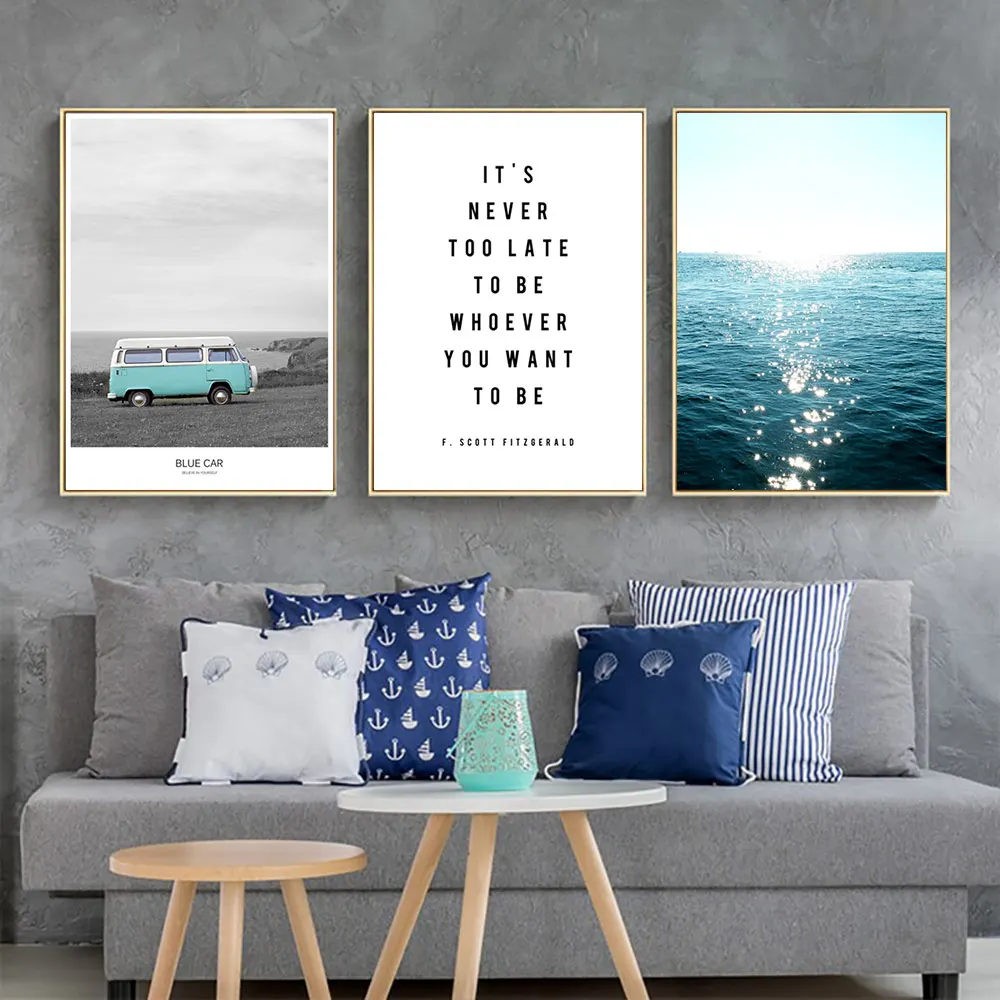 Waliicorners Blue Car Landscape Wall Art Poster Canvas Posters And Prints Minimalist Canvas Painting Picture Abstract Poster Quotes Decor 13 HTB15CF2aYj1gK0jSZFOq6A7GpXat
