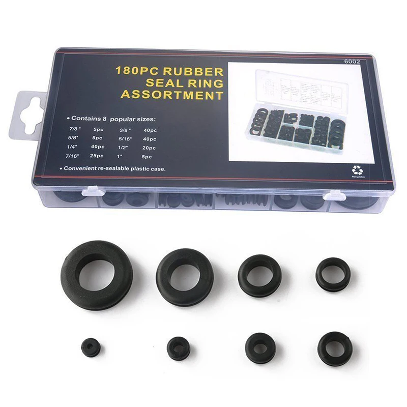 

180pcs Rubber Grommet Car Hole Sleeve Plug Electrical Wire Protector Gasket Seal For Cylinder Valve Water Pipe