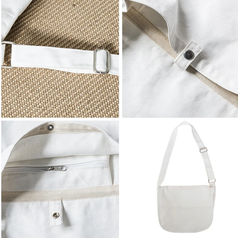 جديد المدرسة قدرة كبيرة الصلبة النساء حقائب كتف الأبيض الأسود Crossbody حقيبة رسل قماش قابل للتعديل الكتب أكياس B232