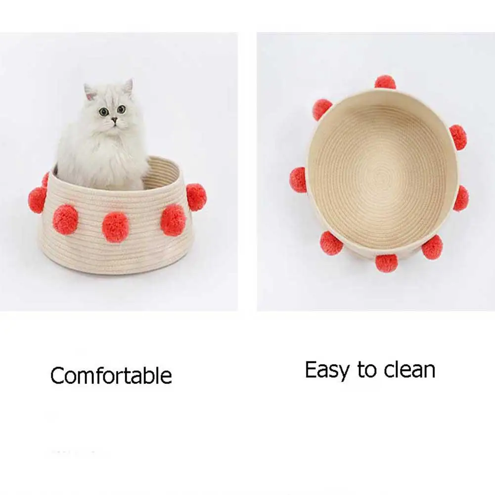 Adeeing Cute Round Shape Pet Bed All Season Cat Rest Lair for Small Dogs Cats