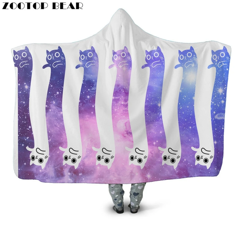 Hot Sell Throw Hooded Animal Cat 3d Print Camping Blanket Adults Kids Soft Plush Bedding Office Quilts Wearable Fashion Brand Blankets Aliexpress