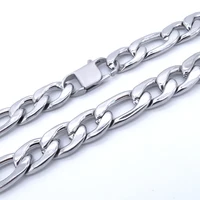 100% Solid Stainless Steel Necklace 15MM Width 20''-36'' Inches Heavy Men Fashion Jewelry T and CO Figaro Chain Masculine Choker 1