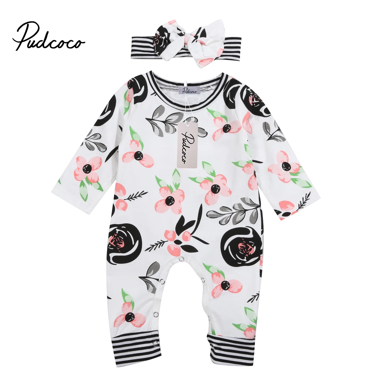 Newborn Infant Baby Girls Flower One piece Romper Babies Cotton Flower Rompers Jumpsuits Outfits