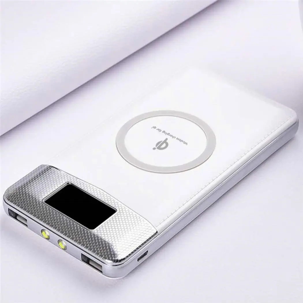 white 10000 мАч беспроводной внешний аккумулятор USB внешний аккумулятор для Xiaomi iPhone samsung Galaxy S7/S7Edge/S8/S8Edge htc - Цвет: white