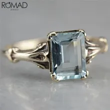 GS элегантные женские кольца классические обручальные кольца для женщин голубой драгоценный камень кристалл обручальное кольцо вечерние ювелирные изделия Размер 10 R5