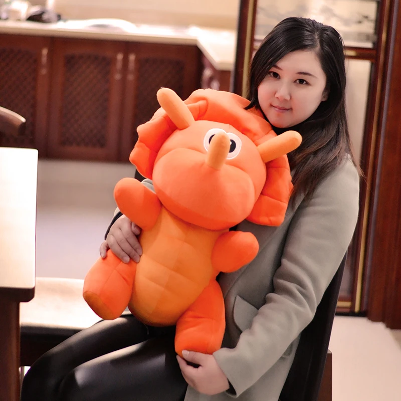 orange triceratops plush