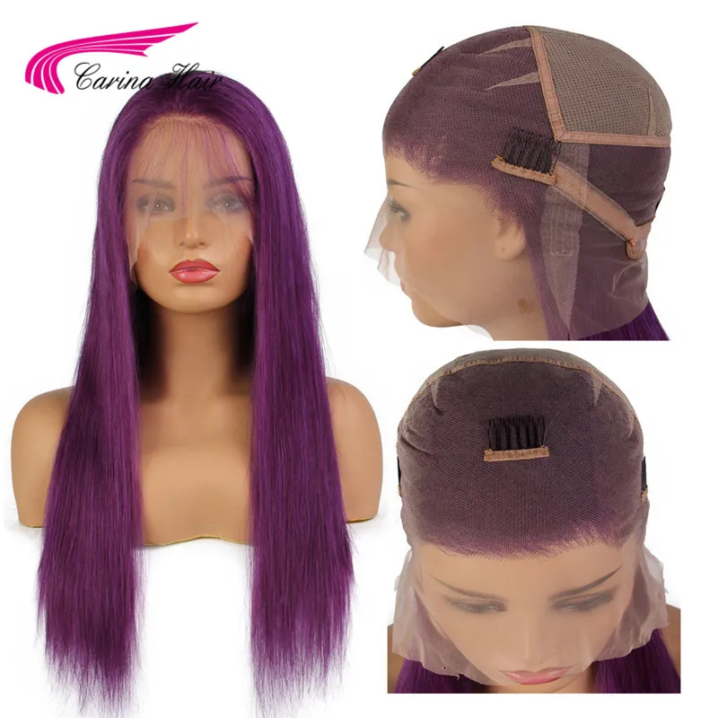 Carina полностью кружевные человеческие волосы парики с детскими волосами Розовый Синий Зеленый Фиолетовый бразильские волосы remy бесклеевые кружевные парики с предварительно выщипанными