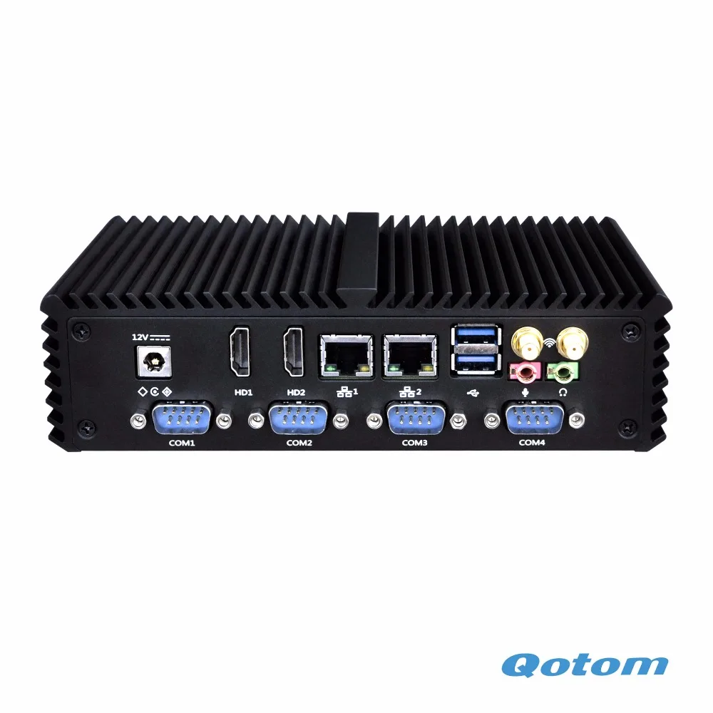 OEM 6 COM Industrial PC Fanless Mini PC Qotom Q310P with Celeron Processor 3215U 1 70