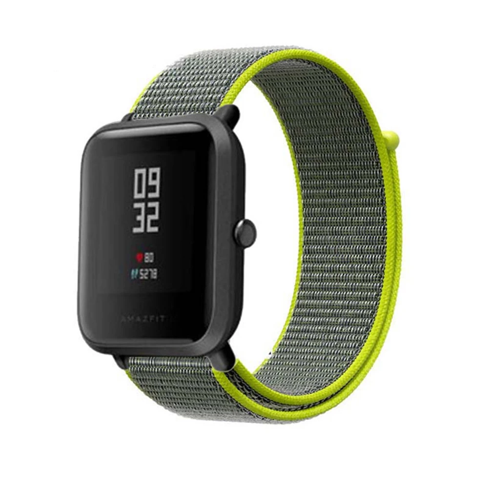 20 мм нейлоновая петля для Amazfit ремешок Bip ремешок Замена для Xiaomi Huami Amazfit браслет тканый нейлоновый Amazifit ремешок Bip