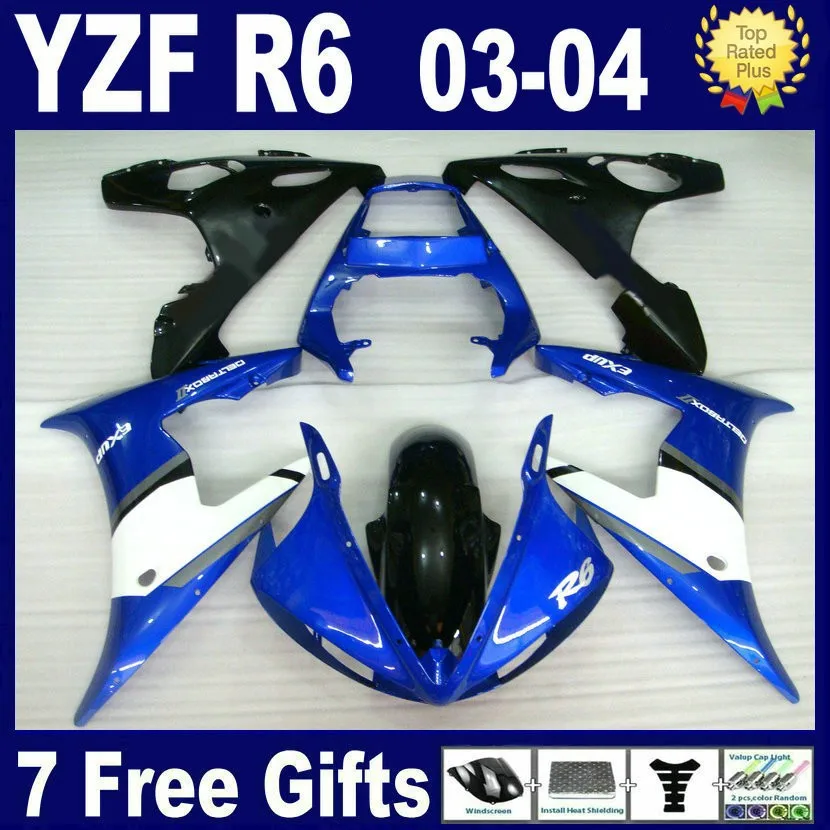 7 подарки на заказ обтекатели комплект для Yamaha R6s 03 04 05 синий белый YZF R6 2003 2004 2005 Обтекатели для кузова