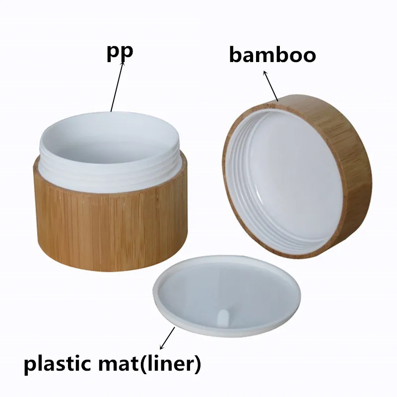 

100g Plastic Wood Cream Jar Travel Jars For Cream Cosmetics Packaging Empty Bamboo Make Up Container With Lid Reuse Refillable