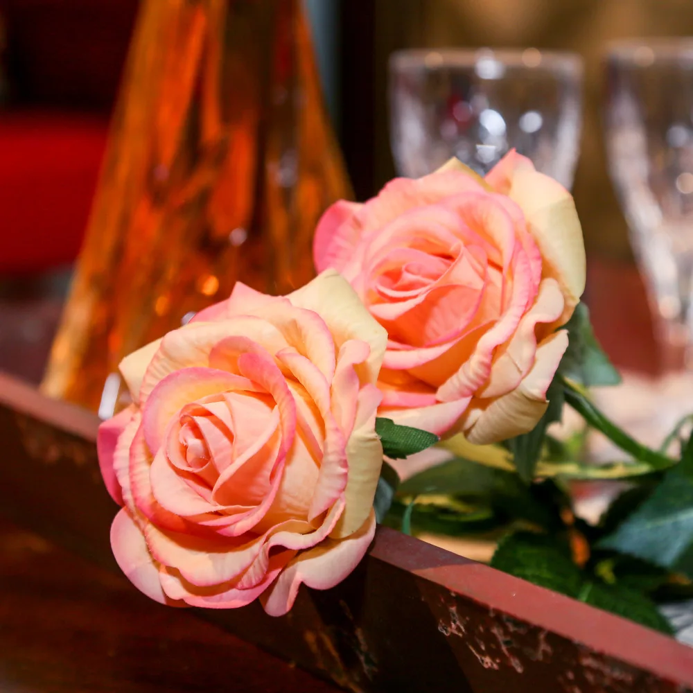 10 шт./лот, настоящие розы, искусственные цветы, розы, букет на свадьбу, вечерние, для подружки невесты, домашние декоративные цветы