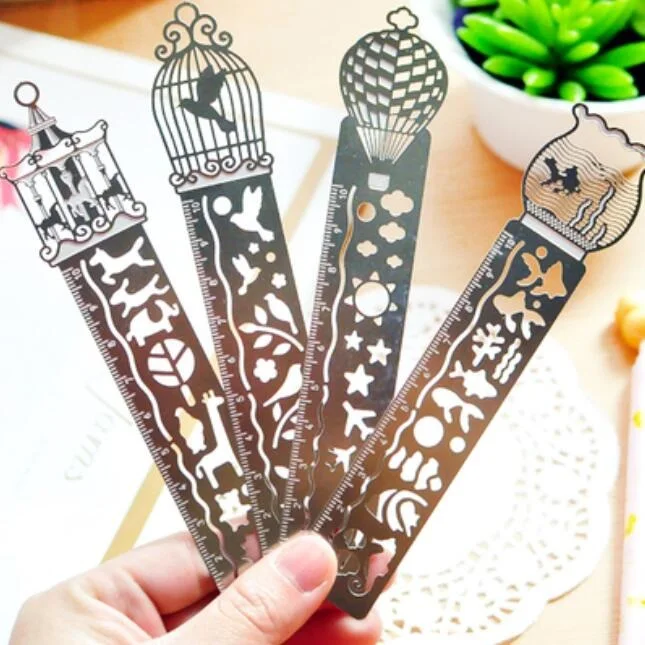 

Korea Zakka Vintage Hollow style stainless steel ruler/scale 10cm/bookmark/DIY tools/students' gift prize/Stationery Wholesale