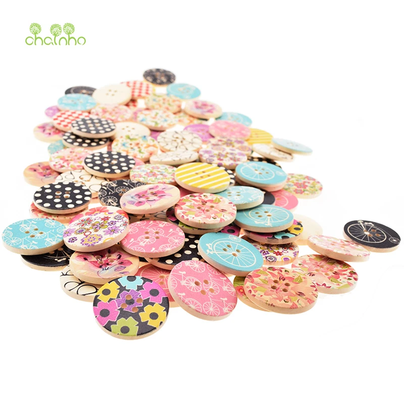 

Mix 36pcs 4 Holes Wooden Button Of DIY Scrapbooking Patchwork Sewing/Decorative Crafts & Home Decoration Floral & Cartoon Series