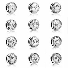 2016 Otoño 12 constellation Calado Charm Adapta para Pandora Pulsera DIY Anthentic Original 925 Muestra de la Estrella de Plata Del Grano.