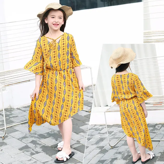 Niñas moda irregular Vestidos playa princesa estilo ropa
